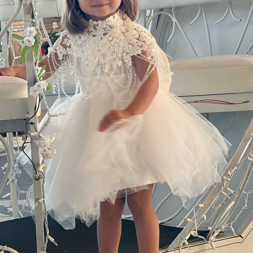 Little girls flower girl beaded cape